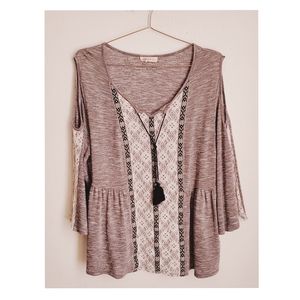 Style & Co Sz 1x Cold Shoulder Top Gray